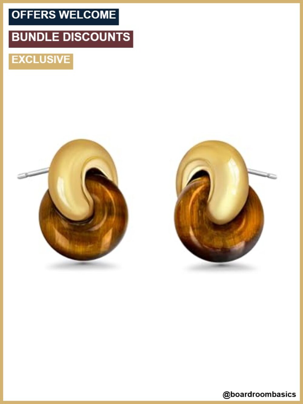 18K gold plated Gemstone Natural Stone Statement Earrings Women Handmade